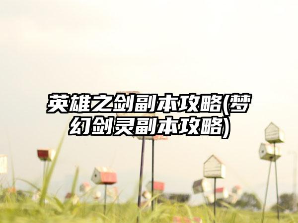 英雄之剑副本攻略(梦幻剑灵副本攻略)