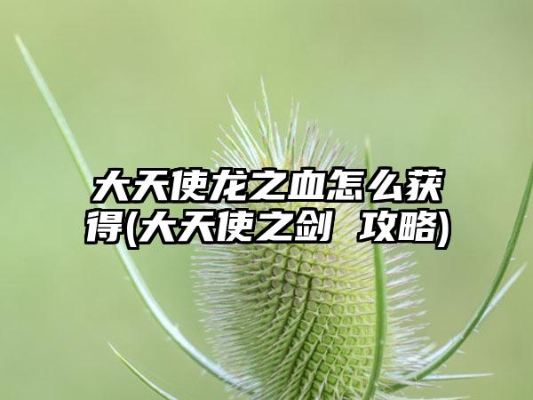 大天使龙之血怎么获得(大天使之剑 攻略)