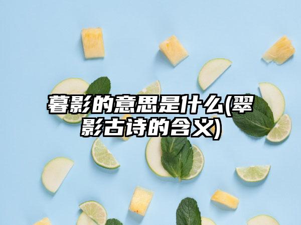 暮影的意思是什么(翠影古诗的含义)