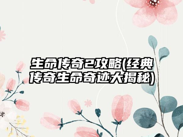 生命传奇2攻略(经典传奇生命奇迹大揭秘)