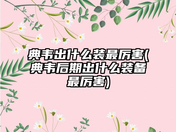 典韦出什么装最厉害(典韦后期出什么装备最厉害)