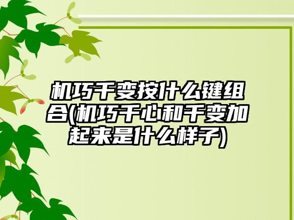 机巧千变按什么键组合(机巧千心和千变加起来是什么样子)