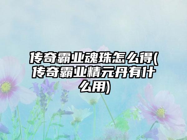 传奇霸业魂珠怎么得(传奇霸业精元丹有什么用)